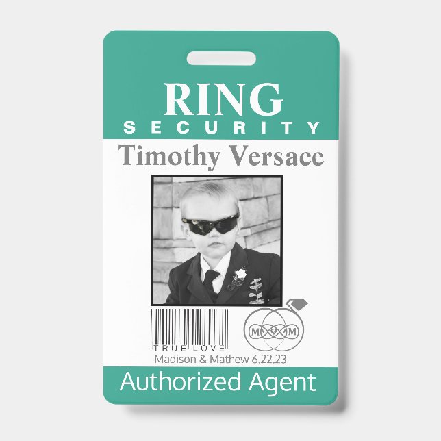 Tarjeta De Identificación Insígnia de seguridad para portador de anillo verd (Parte frontal)