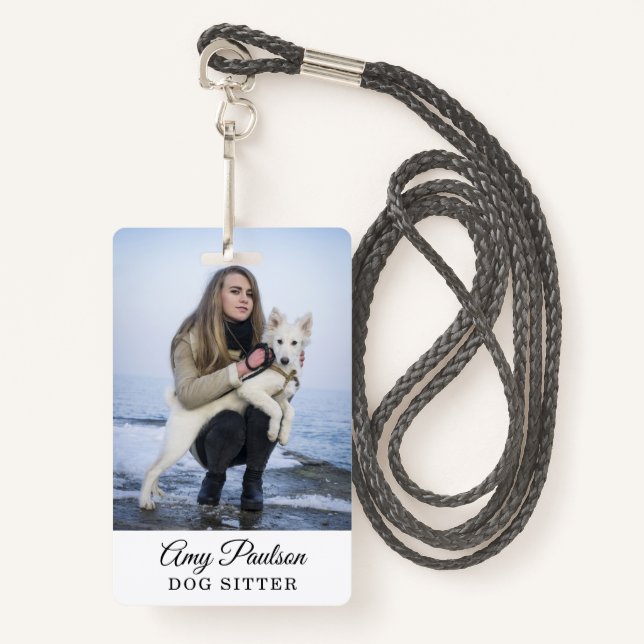Tarjeta De Identificación Insignia de servicios para Mascotas de fotografía  (Anverso son cordón)