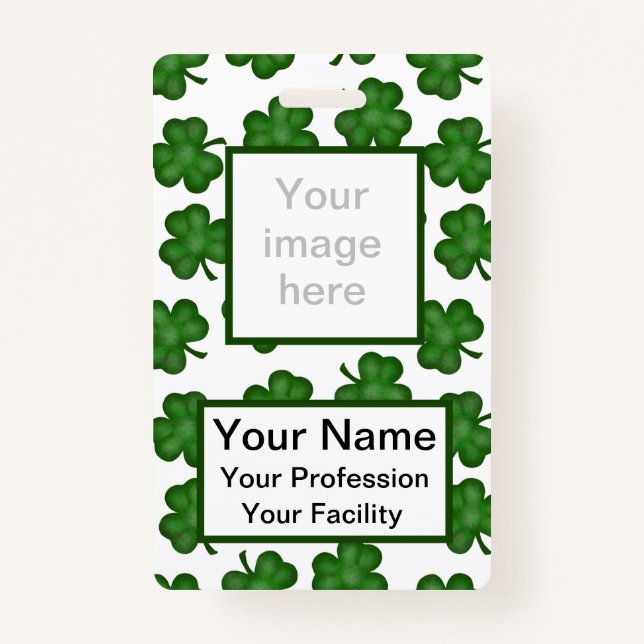Tarjeta De Identificación Insignia de Shamrock texturizada por personalizado (Anverso)