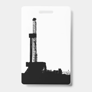 Tarjeta De Identificación Insignia de silueta de torre de perforación petrol