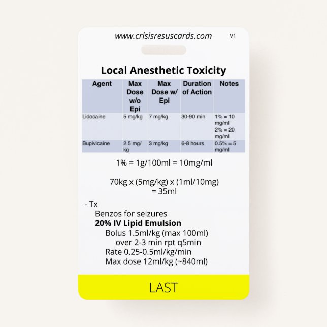 Tarjeta De Identificación Insignia de sutura/último (Anverso)