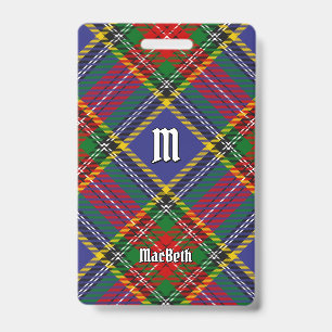 Tarjeta De Identificación Insígnia de Tartán Clan MacBeth