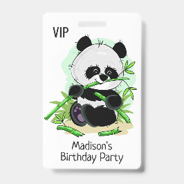 Tarjeta De Identificación Insígnia de texto personalizado de pandas adorable
