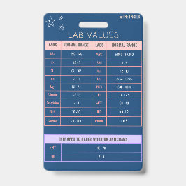 Tarjeta De Identificación Insignia de Valores de Laboratorio Referencia Rápi