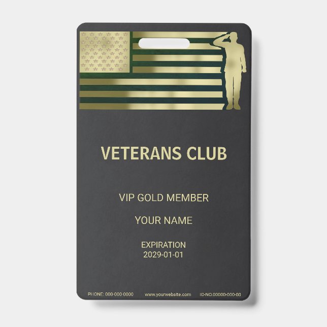 Tarjeta De Identificación Insígnia de Veterano (Parte frontal)