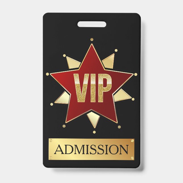 TARJETA DE IDENTIFICACIÓN INSIGNIA DE VIP (Parte frontal)