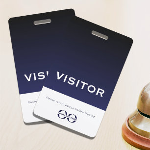 Tarjeta De Identificación Insígnia de visitante azul marino del logotipo cor