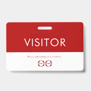Tarjeta De Identificación Insígnia de visitante con logotipo de empresa rojo