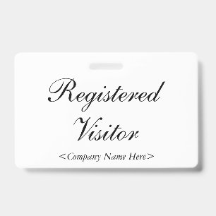 Tarjeta De Identificación Insignia de "Visitante Registrado" Nostálgica
