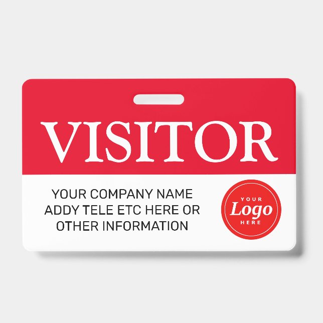 Tarjeta De Identificación Insignia de visitante roja (Parte frontal)