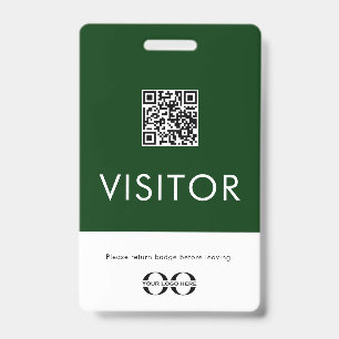 Tarjeta De Identificación Insígnia de visitante verde personalizada con códi