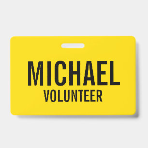 Tarjeta De Identificación Insígnia de Voluntario Amarilla con Nombre Persona