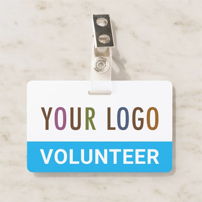 Tarjeta De Identificación Insignia de Voluntario Plástico de PVC con logotip (MISOOK Horizontal Volunteer Badge with Logo)