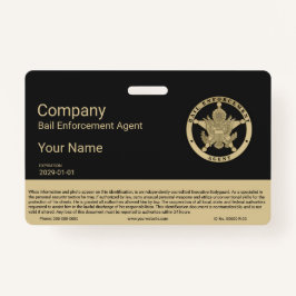 Tarjeta De Identificación Insignia del agente de cumplimiento de fianza
