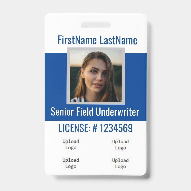 Tarjeta De Identificación Insignia del agente de seguro - logotipos de la pa (Parte frontal)