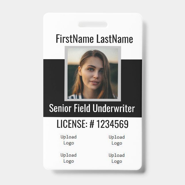 Tarjeta De Identificación Insignia del agente de seguros delantera y trasera (Parte frontal)