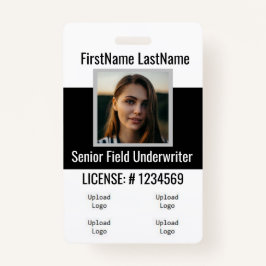 Tarjeta De Identificación Insignia del agente de seguros delantera y trasera