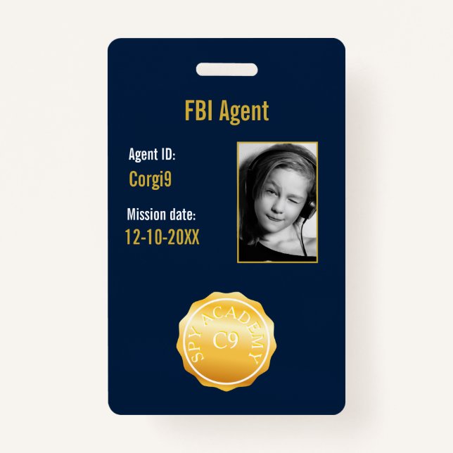 Tarjeta De Identificación Insignia del agente secreto del FBI (Anverso)