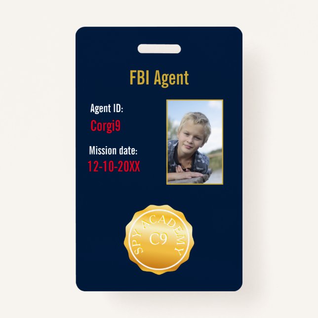 Tarjeta De Identificación Insignia del agente secreto del FBI (Anverso)