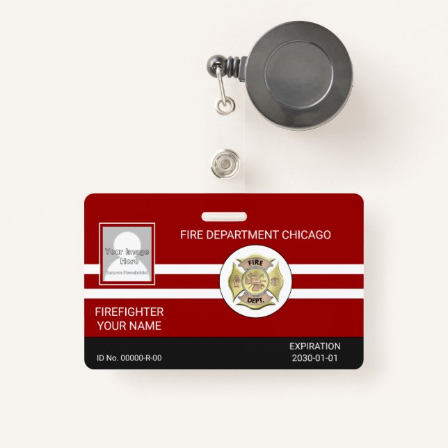 Tarjeta De Identificación Insignia del bombero (Anverso retráctil)