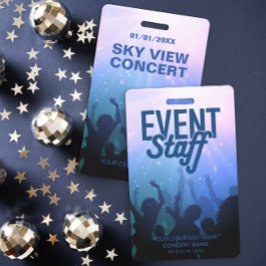 Tarjeta De Identificación Insignia del equipo de eventos azules para concier