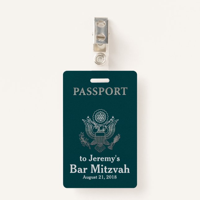 Tarjeta De Identificación Insignia del fiesta de Mitzvah de la barra del (Anverso con clip)