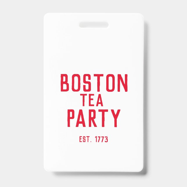 Tarjeta De Identificación Insignia del Fiesta del té de Boston  (Parte frontal)