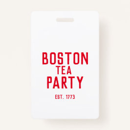 Tarjeta De Identificación Insignia del Fiesta del té de Boston 