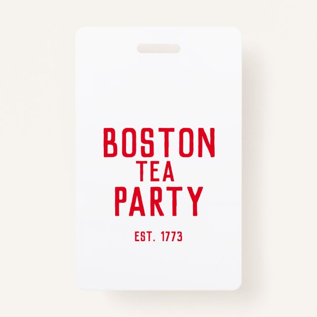 Tarjeta De Identificación Insignia del Fiesta del té de Boston  (Anverso)