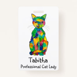Tarjeta De Identificación Insignia del gato del arco iris