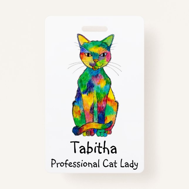 Tarjeta De Identificación Insignia del gato del arco iris (Anverso)