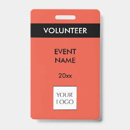 Tarjeta De Identificación Insignia del logotipo de los voluntarios de evento