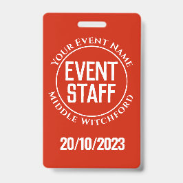 Tarjeta De Identificación Insignia del personal del evento