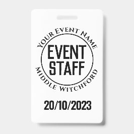 Tarjeta De Identificación Insígnia del personal del evento