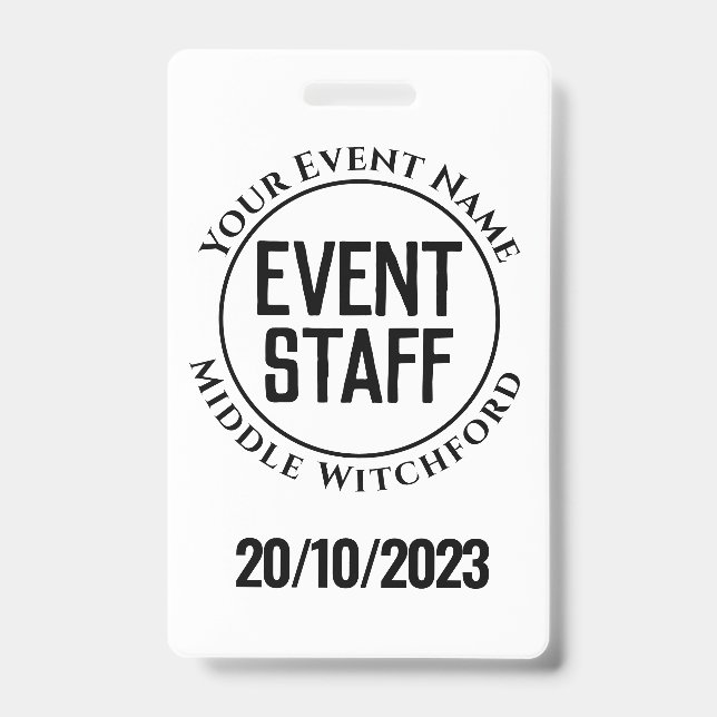 Tarjeta De Identificación Insígnia del personal del evento (Parte frontal)