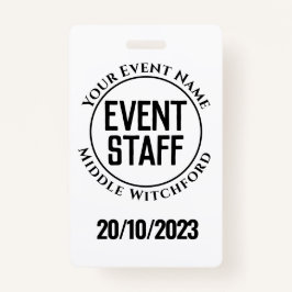 Tarjeta De Identificación Insignia del personal del evento
