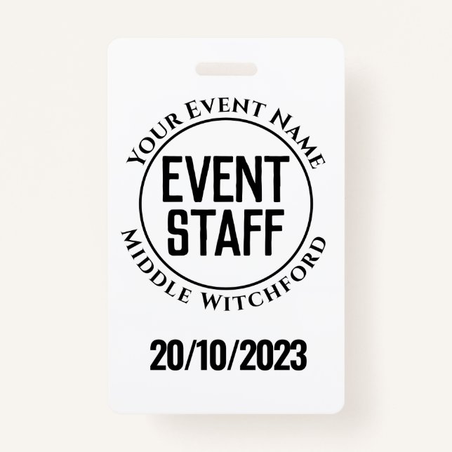 Tarjeta De Identificación Insignia del personal del evento (Anverso)