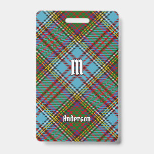 Tarjeta De Identificación Insignia del Tartán del Clan Anderson
