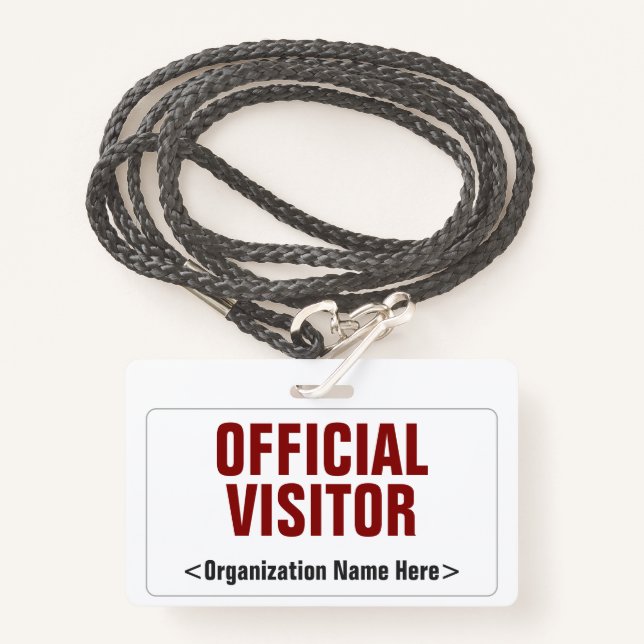 Tarjeta De Identificación Insignia del "VISITANTE OFICIAL" del llano (Anverso son cordón)