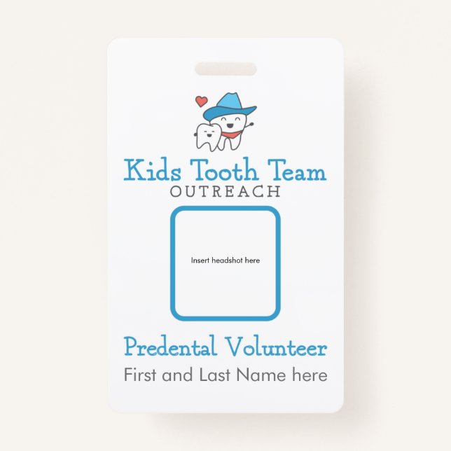 Tarjeta De Identificación Insignia del voluntario predental para el equipo d (Anverso)