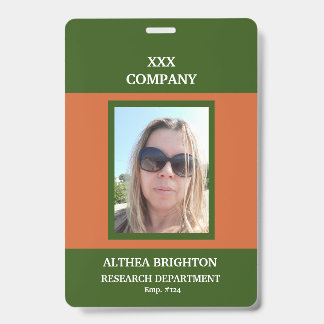 Tarjeta De Identificación Insígnia Empresarial Naranja Verde