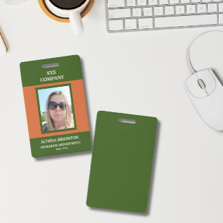 Tarjeta De Identificación Insígnia Empresarial Naranja Verde