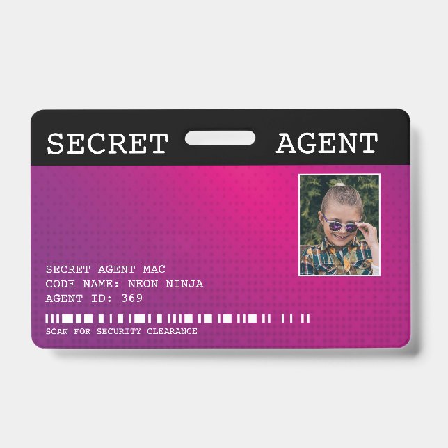 Tarjeta De Identificación Insignia espía de agente secreto - PINK (Anverso)