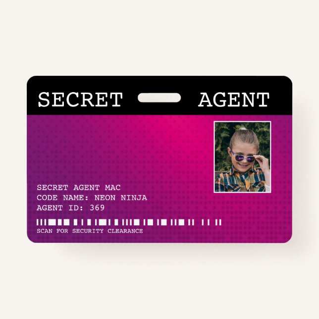 Tarjeta De Identificación Insignia espía de agente secreto - PINK (Anverso)