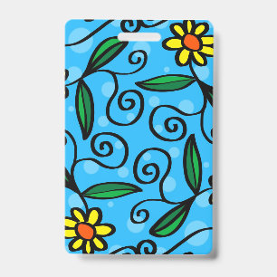 Tarjeta De Identificación Insígnia floral abstracta
