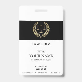 Tarjeta De Identificación Insignia Gold Justice Scale