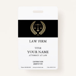 Tarjeta De Identificación Insignia Gold Justice Scale