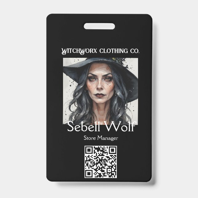 Tarjeta De Identificación Insignia gótica para empleados del Pentáculo Negro (Parte frontal)