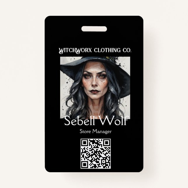 Tarjeta De Identificación Insignia gótica para empleados del Pentáculo Negro (Anverso)