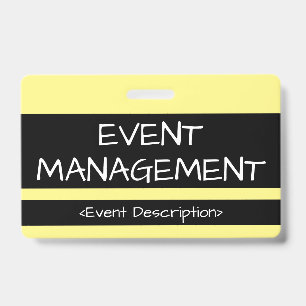 Tarjeta De Identificación Insignia humilde de "GESTIÓN DE EVENTOS"